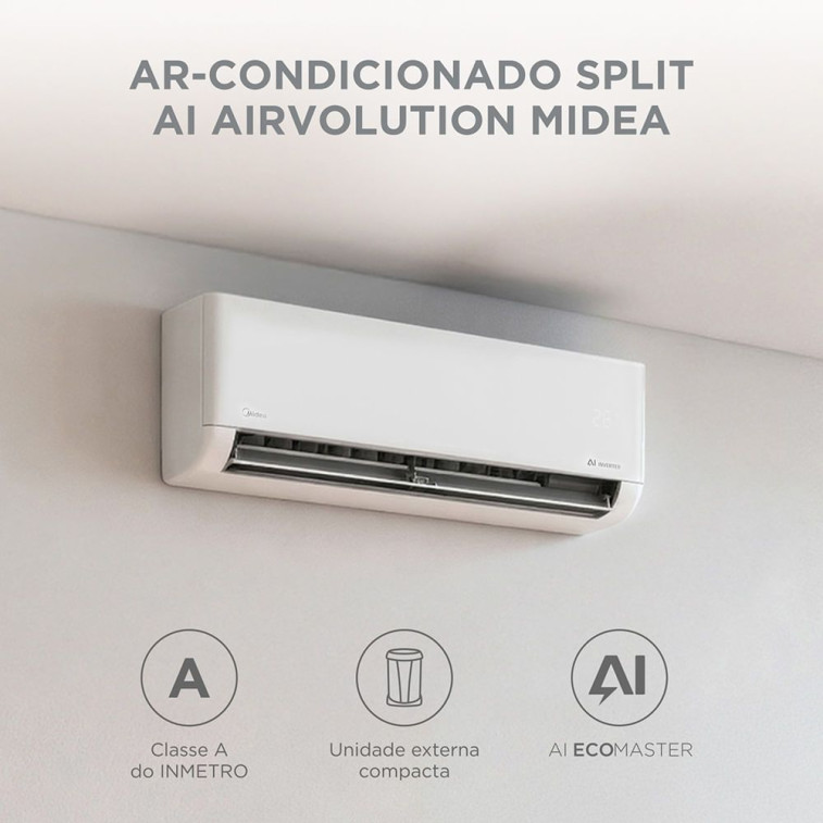 Imagem do produto Ar Condicionado Split 22000 BTUs Inverter AI AirVolution Frio Midea 42EFVCB22M5x38TAVCB22M5 220V Imagem do produto Ar Condicionado Split 22000 BTUs Inverter AI AirVolution Frio Midea 42EFVCB22M5x38TAVCB22M5 220V