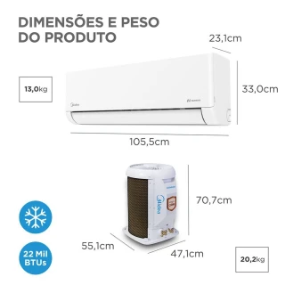 Ar Condicionado Split 22000 BTUs Inverter AI AirVolution Frio Midea 42EFVCB22M5x38TAVCB22M5 220V Ar Condicionado Split 22000 BTUs Inverter AI AirVolution Frio Midea 42EFVCB22M5x38TAVCB22M5 220V