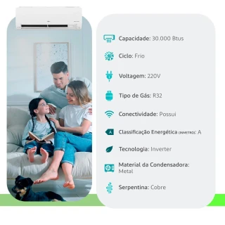 Ar Condicionado Split Hi Wall LG 30000 BTUS Frio 220V S4NQ30R43FA.EB2GAM1