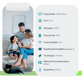 Ar Condicionado Split Hi Wall LG Inverter 9000 BTUS Frio 220V AI Smart Voice Ar Condicionado Split Hi Wall LG Inverter 9000 BTUS Frio 220V AI Smart Voice